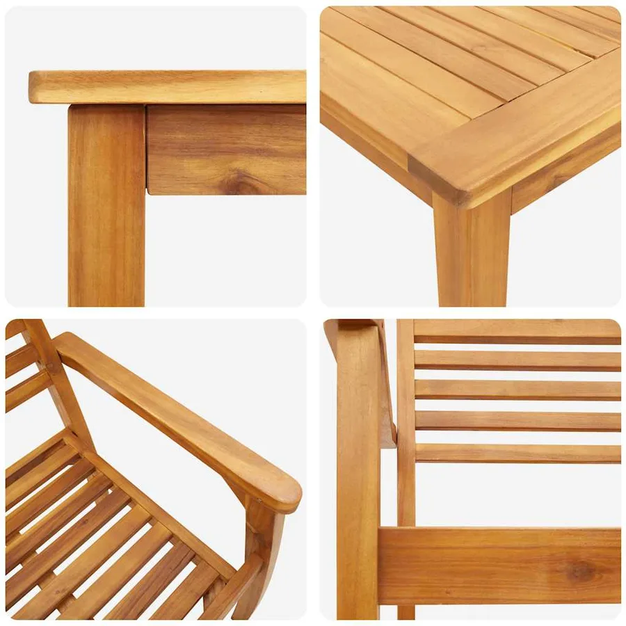 Ensemble de salle à manger pour jardin 3 pcs Marron - 11