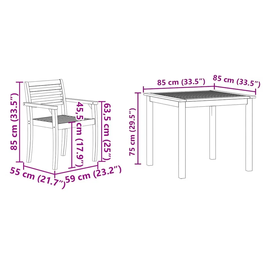 Ensemble de salle à manger pour jardin 3 pcs Marron - 12