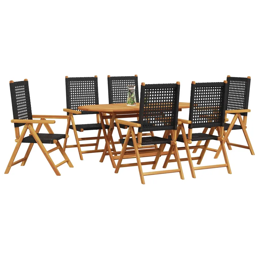 Ensemble de salle à manger pour jardin 7 pcs Noir - 2