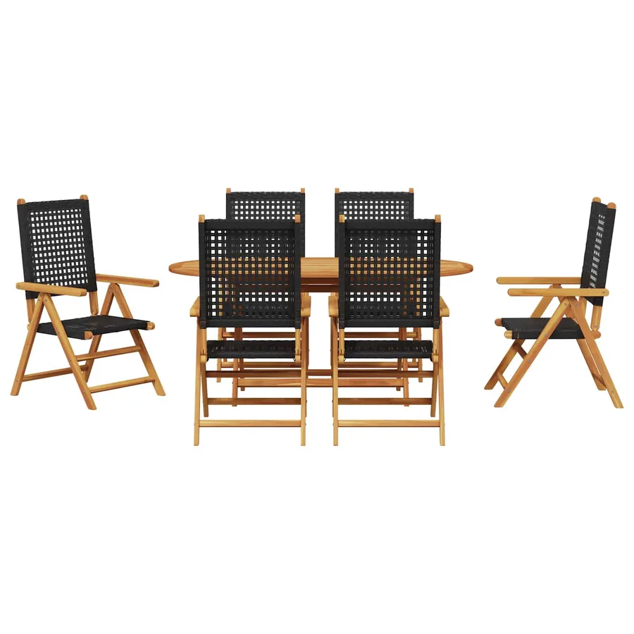 Ensemble de salle à manger pour jardin 7 pcs Noir - 4