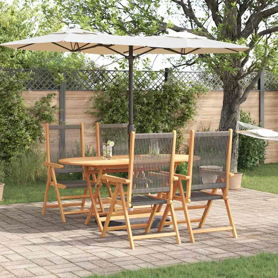Ensemble de salle à manger pour jardin 5 pcs Gris