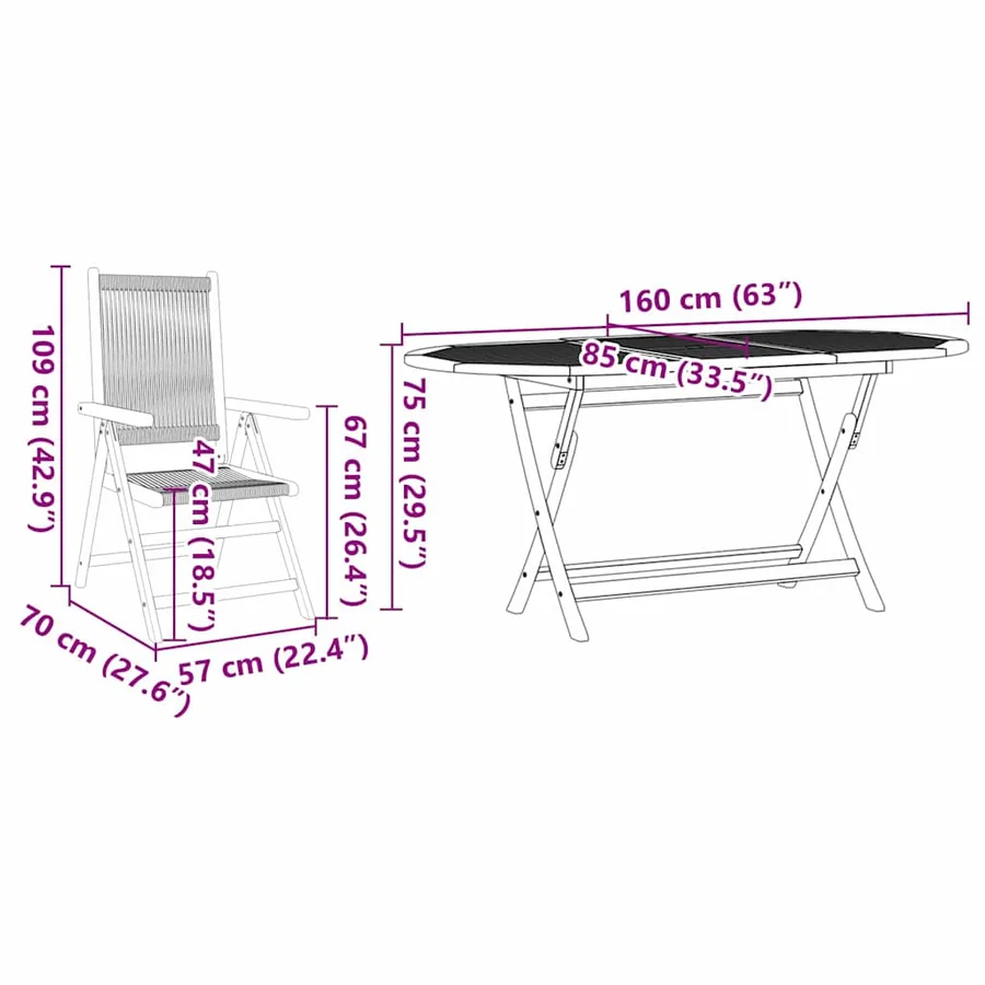 Ensemble de salle à manger pour jardin 5 pcs Gris - 13
