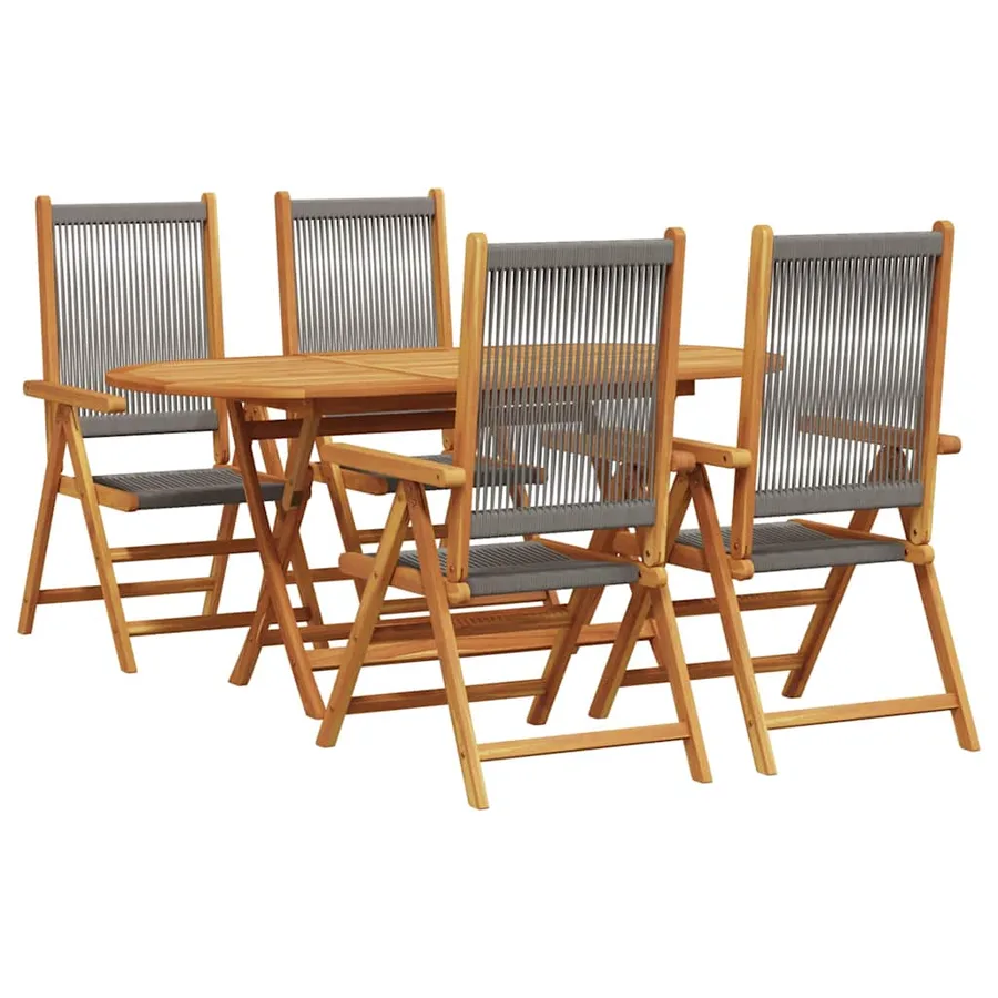 Ensemble de salle à manger pour jardin 5 pcs Gris - 2