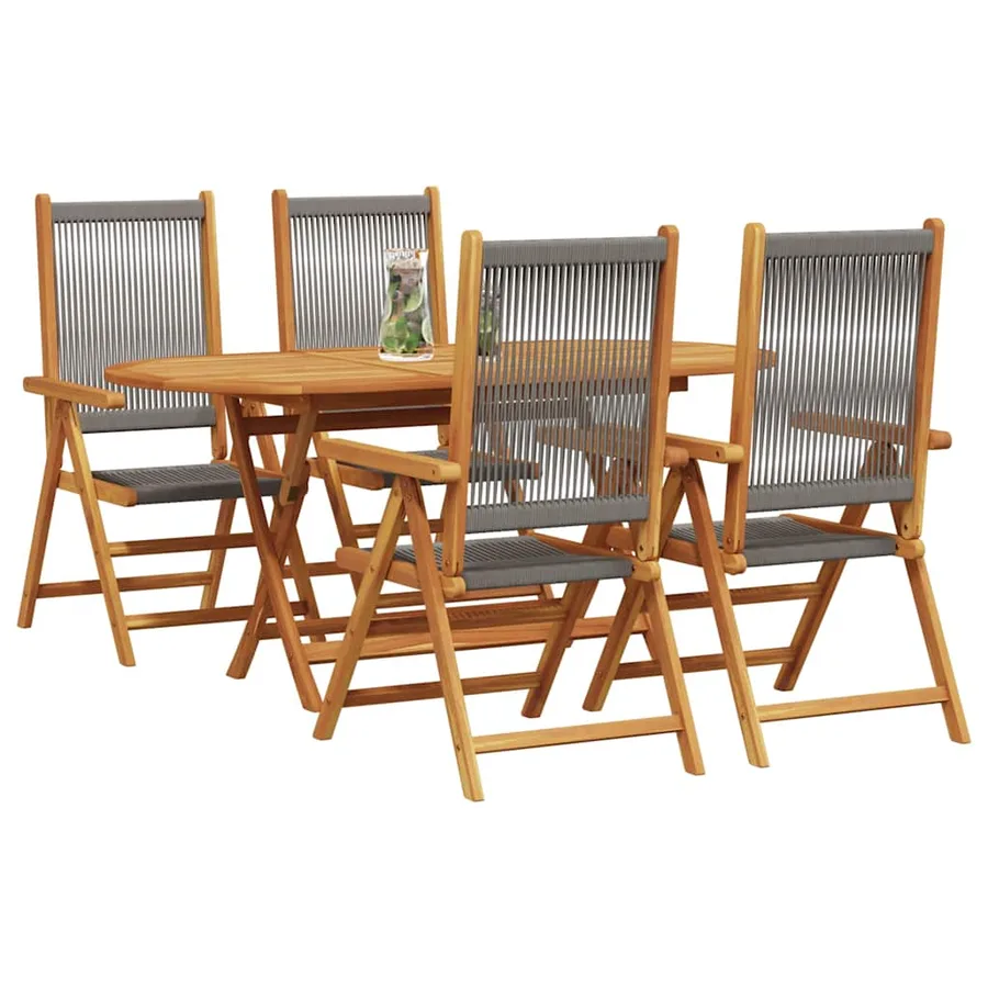 Ensemble de salle à manger pour jardin 5 pcs Gris - 3