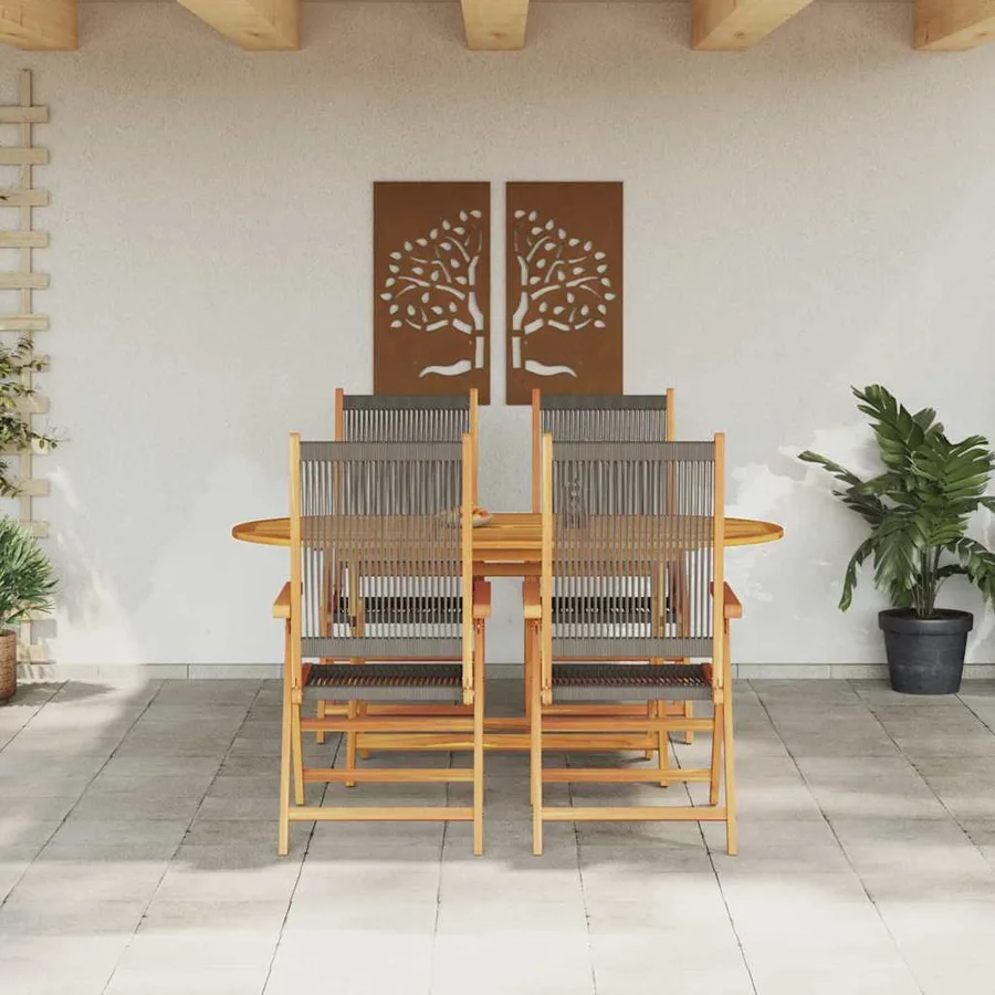 Ensemble de salle à manger pour jardin 5 pcs Gris - 4