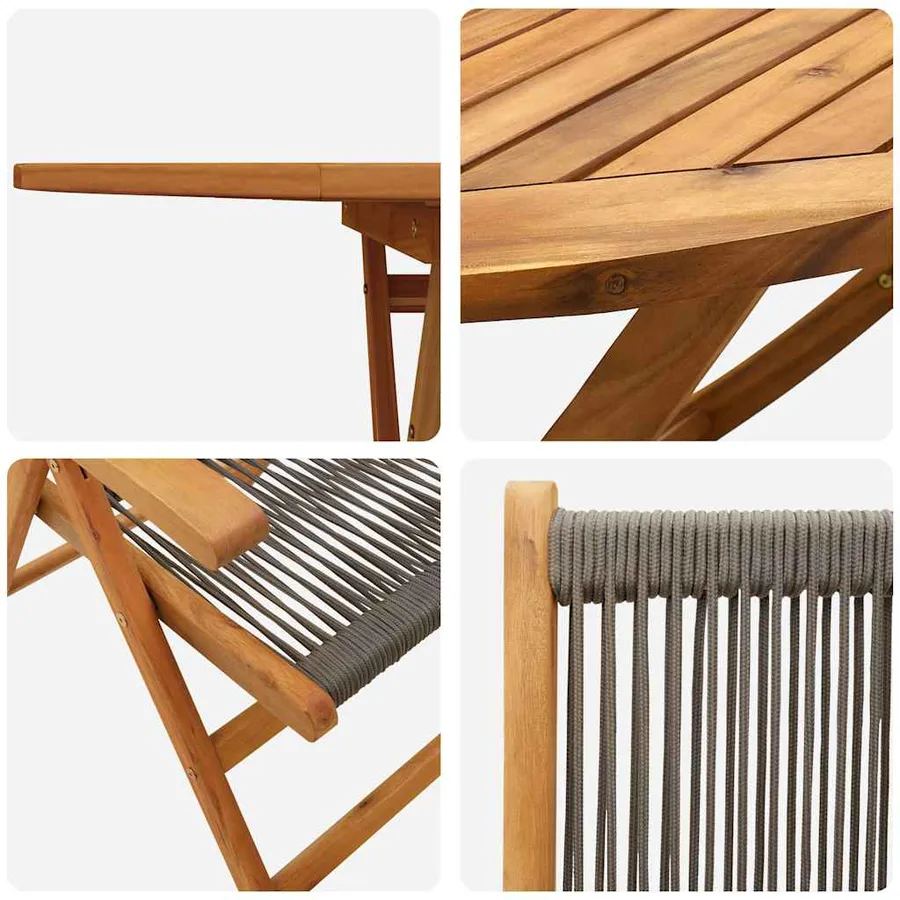 Ensemble de salle à manger pour jardin 5 pcs Gris - 8