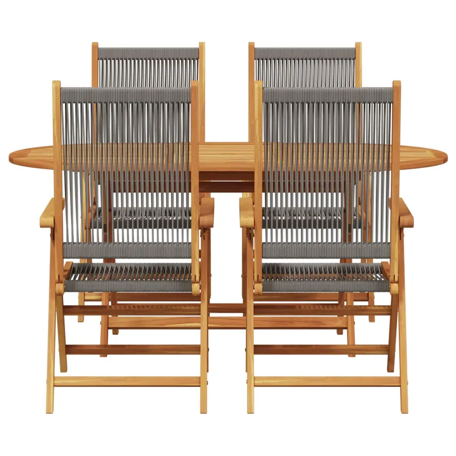 Ensemble de salle à manger pour jardin 5 pcs Gris - 9