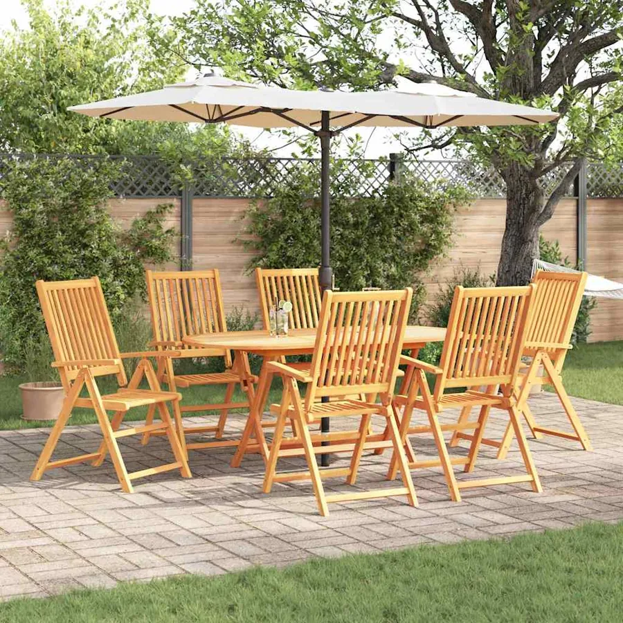Ensemble de salle à manger pour jardin 7 pcs Marron