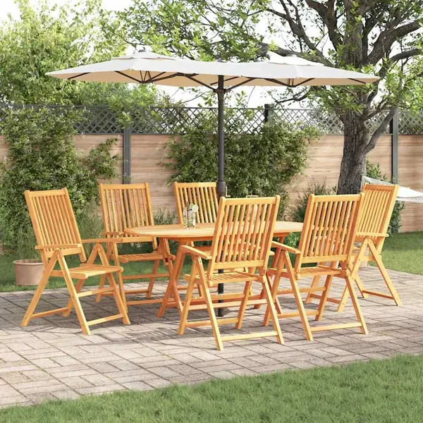 Ensemble de salle à manger pour jardin 7 pcs Marron