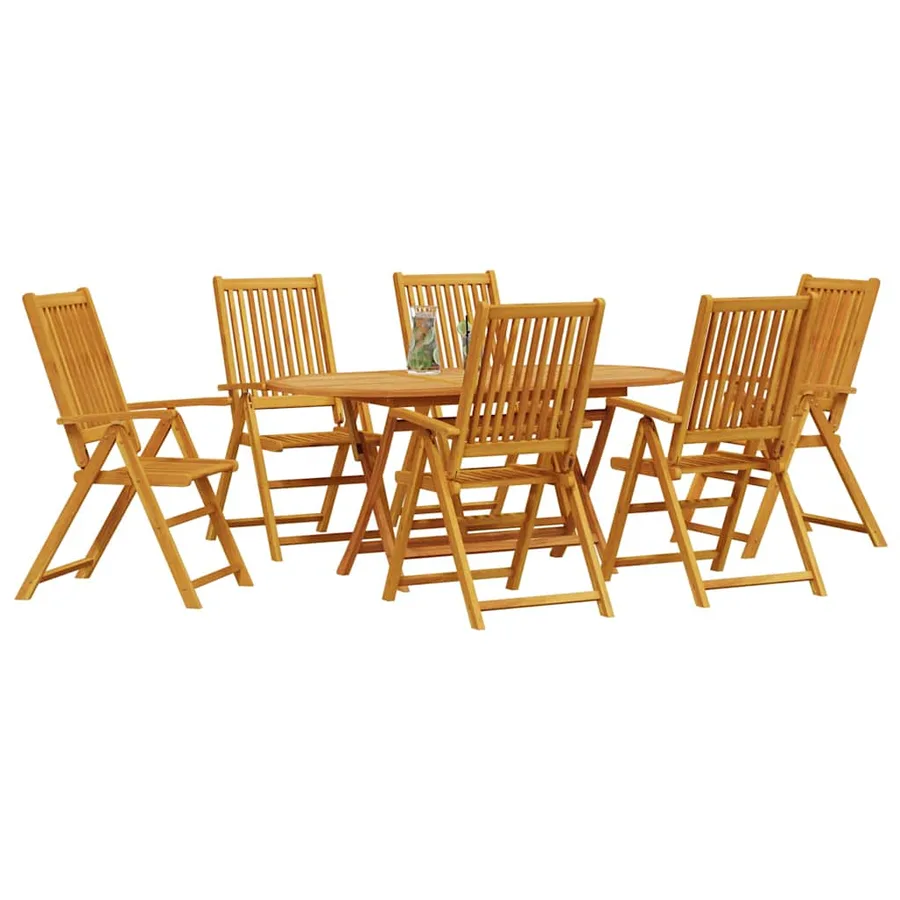 Ensemble de salle à manger pour jardin 7 pcs Marron - 3
