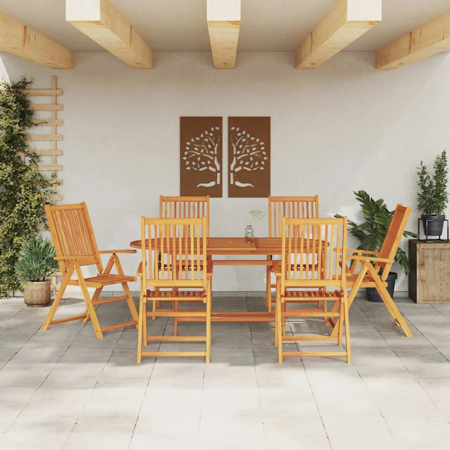 Ensemble de salle à manger pour jardin 7 pcs Marron - 4