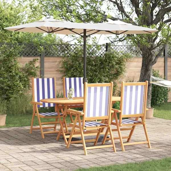 Ensemble de salle à manger pour jardin 5 pcs Bleu et Blanc