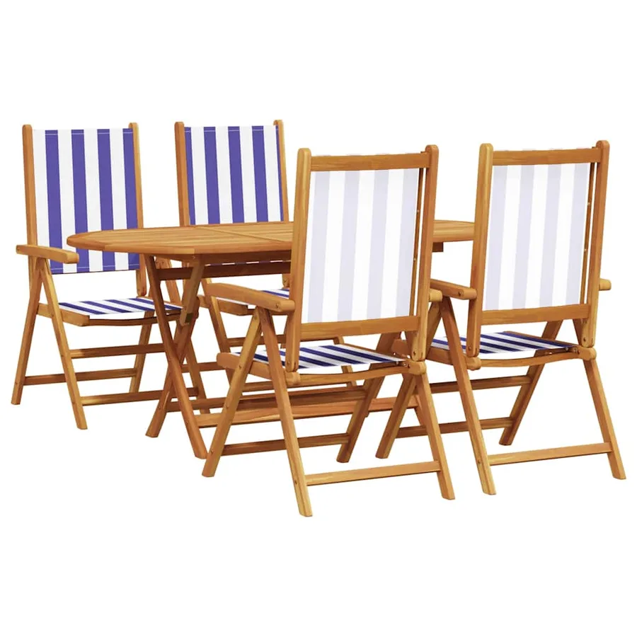Ensemble de salle à manger pour jardin 5 pcs Bleu et Blanc - 2