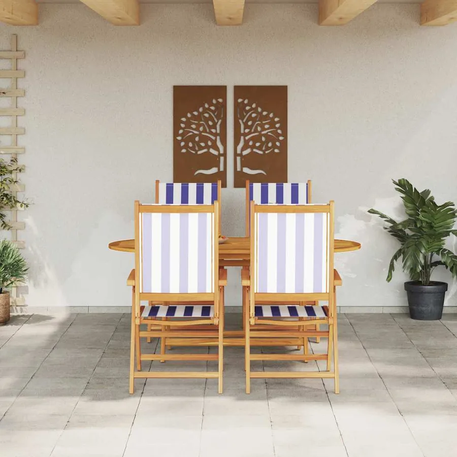 Ensemble de salle à manger pour jardin 5 pcs Bleu et Blanc - 4