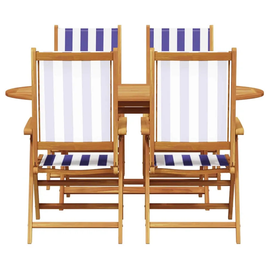 Ensemble de salle à manger pour jardin 5 pcs Bleu et Blanc - 9