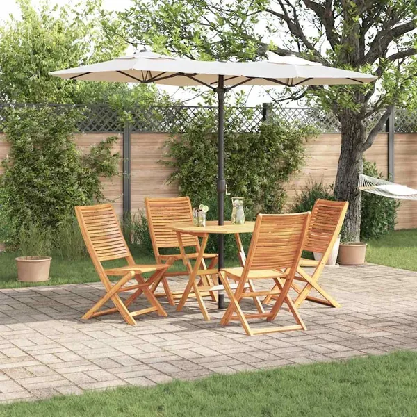Ensemble de salle à manger pour jardin 5 pcs Marron