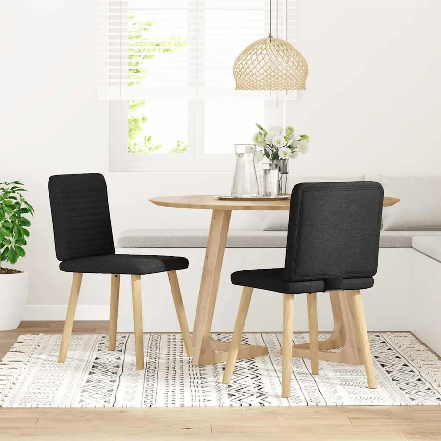 Chaises à manger lot de 2 noir tissu - 2