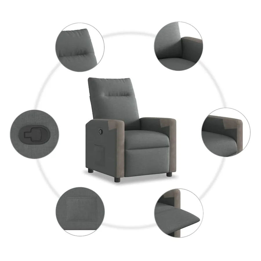 Fauteuil inclinable Gris foncé Tissu - 7