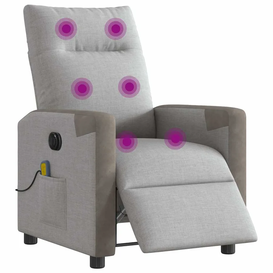 Fauteuil de massage inclinable électrique gris nuage tissu - 2
