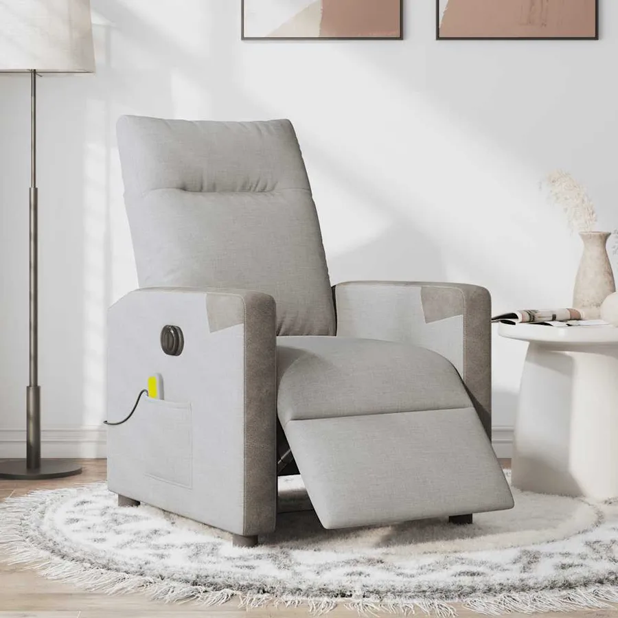 Fauteuil de massage inclinable électrique gris nuage tissu - 3