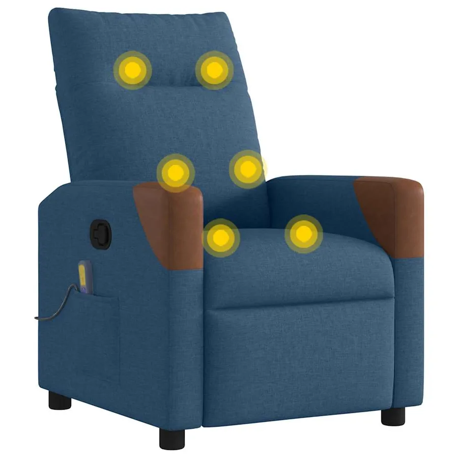 Fauteuil inclinable de massage Bleu Tissu - 7
