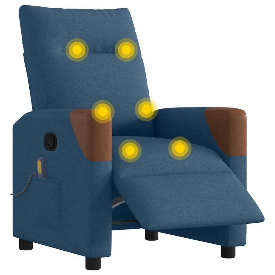 Fauteuil inclinable de massage électrique Bleu Tissu - 3