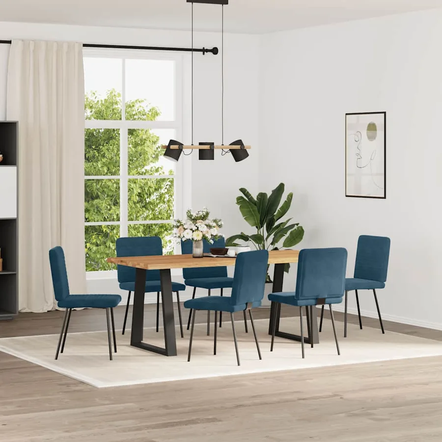 Chaises à manger lot de 6 bleu velours - 2