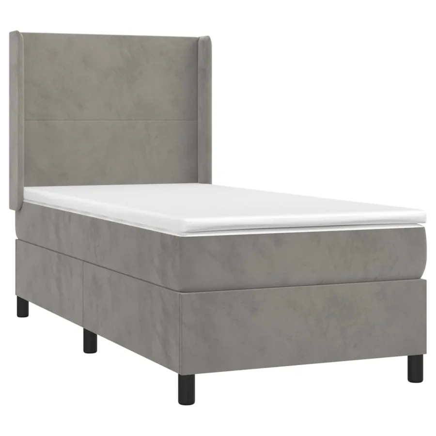Sommier à lattes de lit matelas LED Gris clair 90x190cm Velours - 4