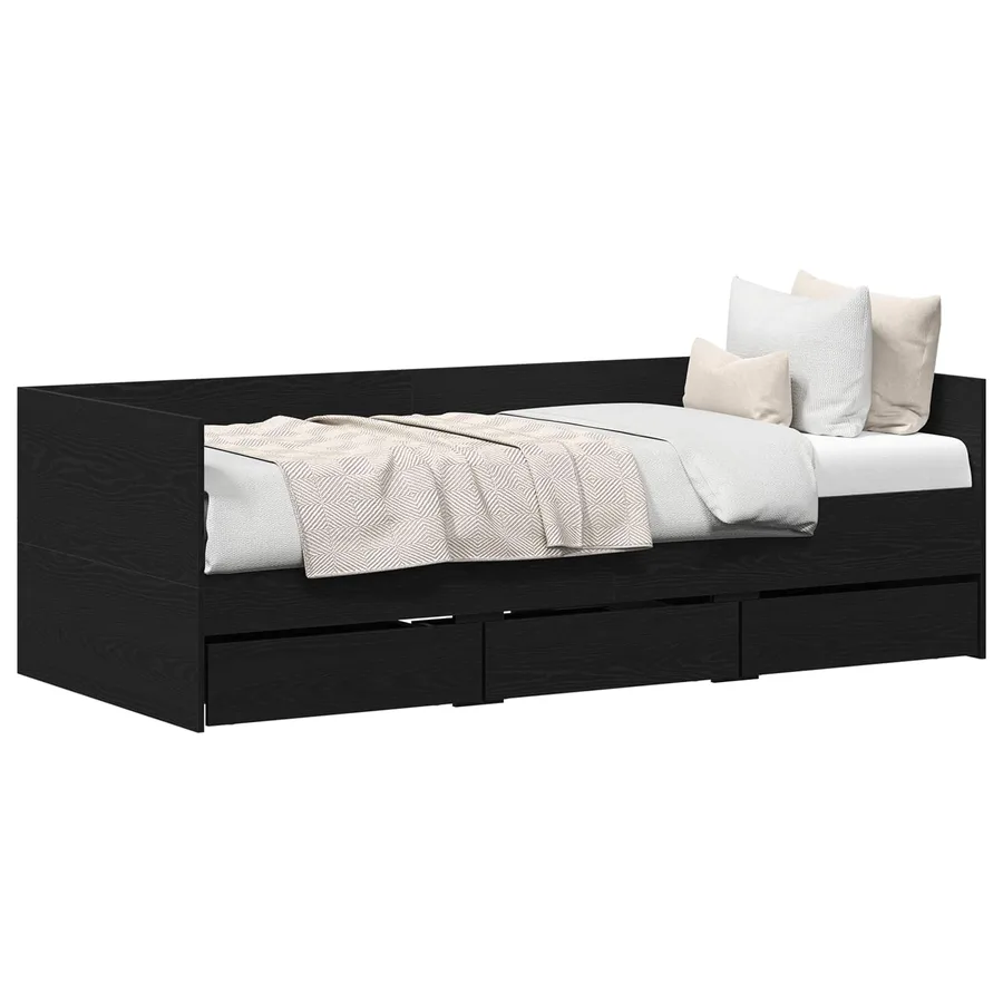 Lit d'appoint Chêne noir 90 x 190 cm Bois d'ingénierie - 2