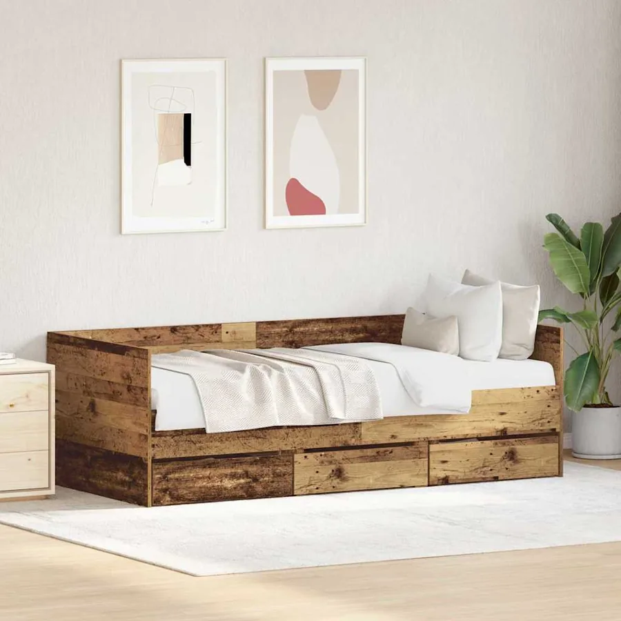 Lit d'appoint Bois Ancien 90 x 200 cm Bois d'ingénierie