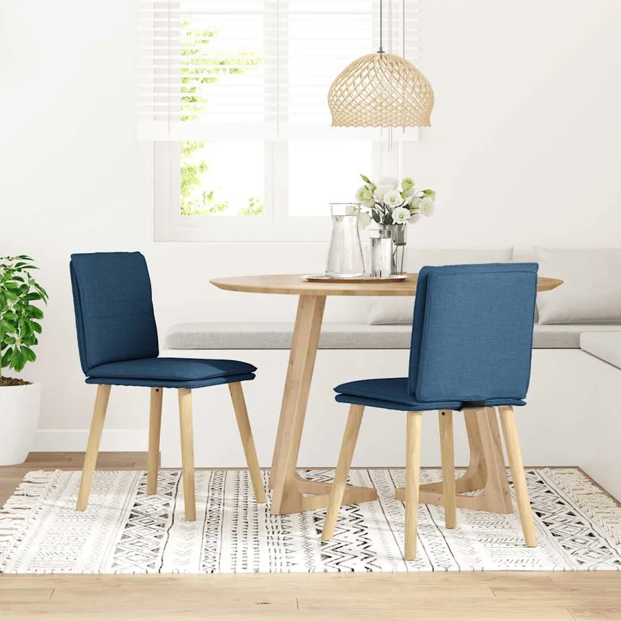 Chaises à manger lot de 2 bleu tissu - 2