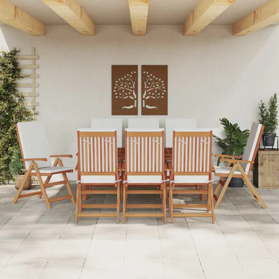 Chaise de jardin 8 pcs Marron et blanc 57 x 71,5 x 104 cm - 3