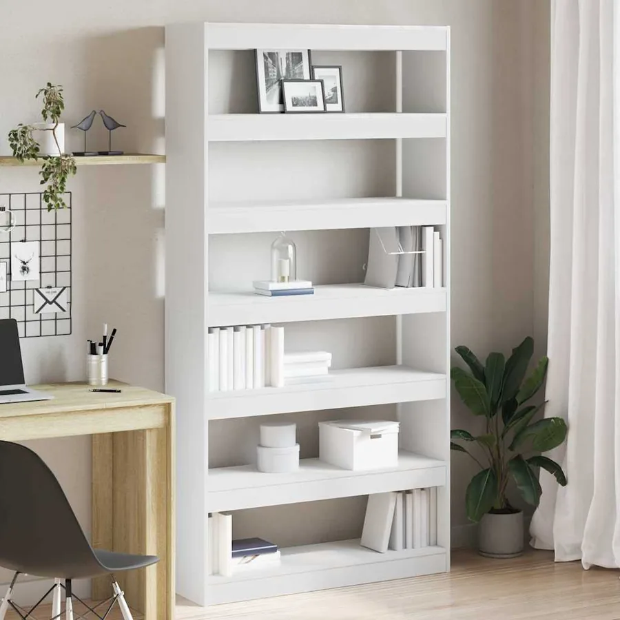 Bibliothèque Blanc 100 x 30 x 198 cm Bois d'ingénierie