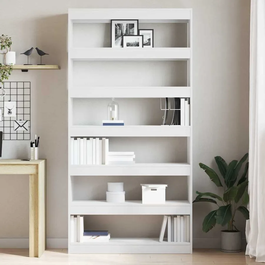 Bibliothèque Blanc 100 x 30 x 198 cm Bois d'ingénierie - 4