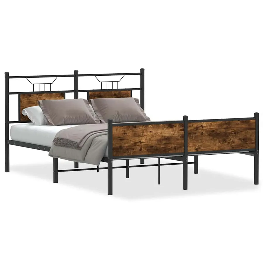 Cadre de lit sans matelas chêne fumé 150x200 cm bois ingénierie - 2