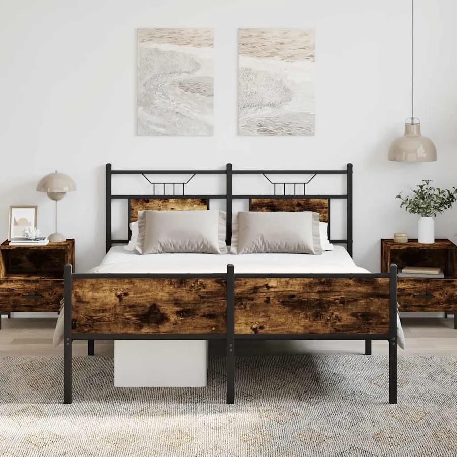 Cadre de lit sans matelas chêne fumé 150x200 cm bois ingénierie - 4