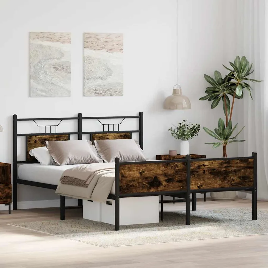 Cadre de lit sans matelas chêne fumé 150x200 cm bois ingénierie - 5