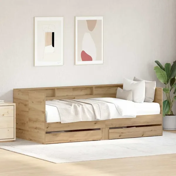 Lit d'appoint Chêne artisanal 100 x 200 cm Bois d'ingénierie