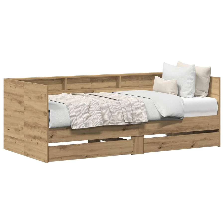 Lit d'appoint Chêne artisanal 100 x 200 cm Bois d'ingénierie - 2