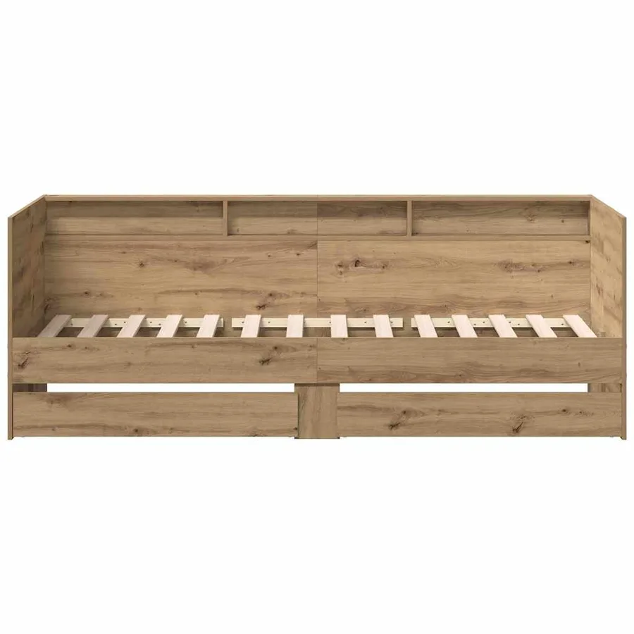 Lit d'appoint Chêne artisanal 100 x 200 cm Bois d'ingénierie - 4
