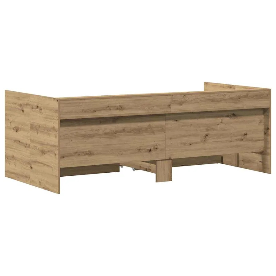 Lit d'appoint Chêne artisanal 100 x 200 cm Bois d'ingénierie - 6