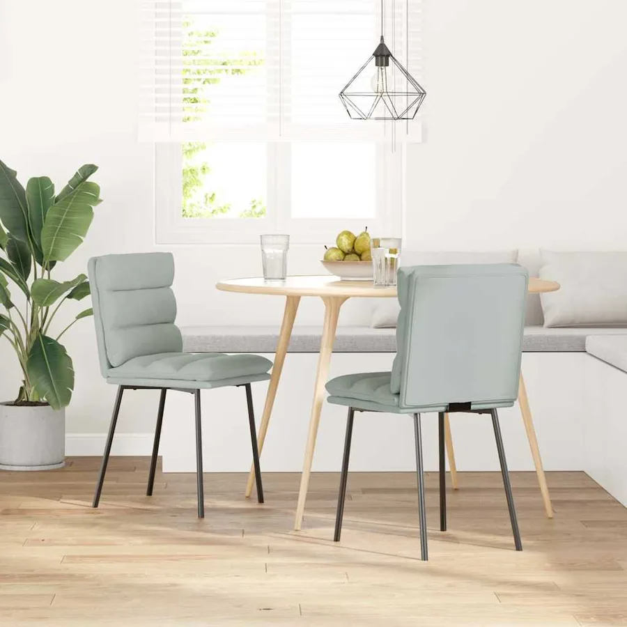 Chaises à manger lot de 2 Gris clair Velours - 2