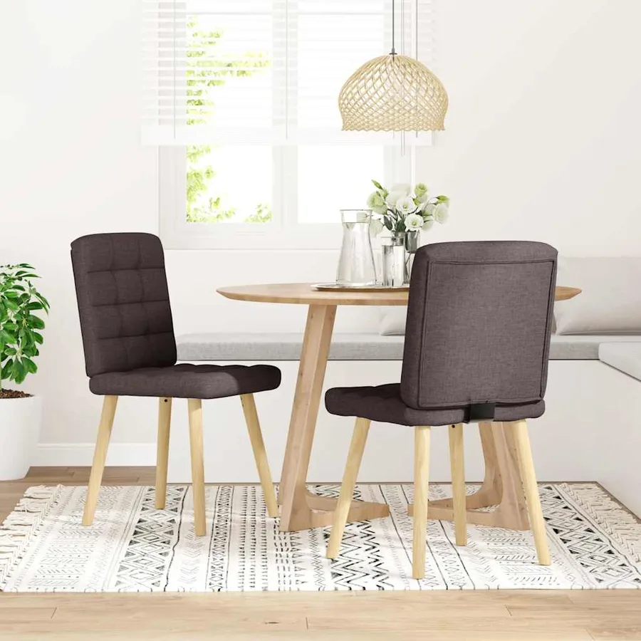 Chaises à manger lot de 2 marron foncé tissu - 2