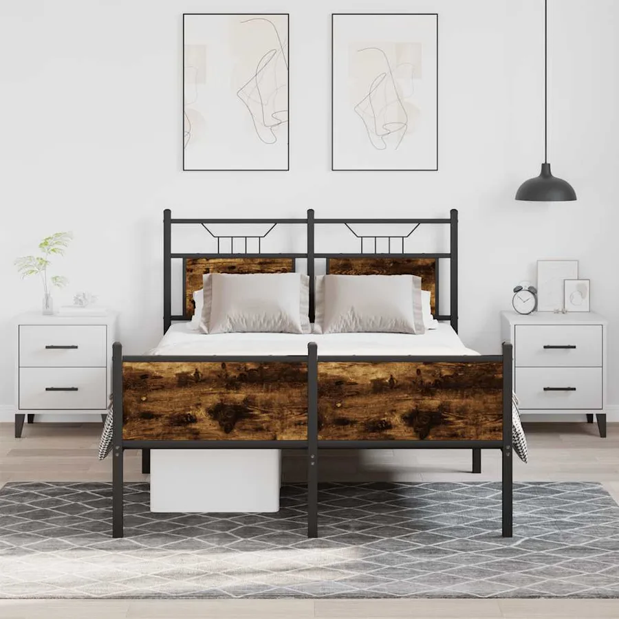 Cadre de lit sans matelas chêne fumé 120x190 cm bois ingénierie - 4