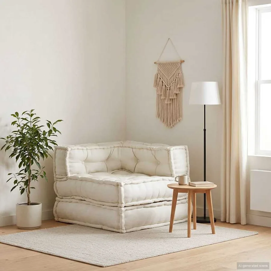 Canapé modulaire crème 70x70x54 tissu