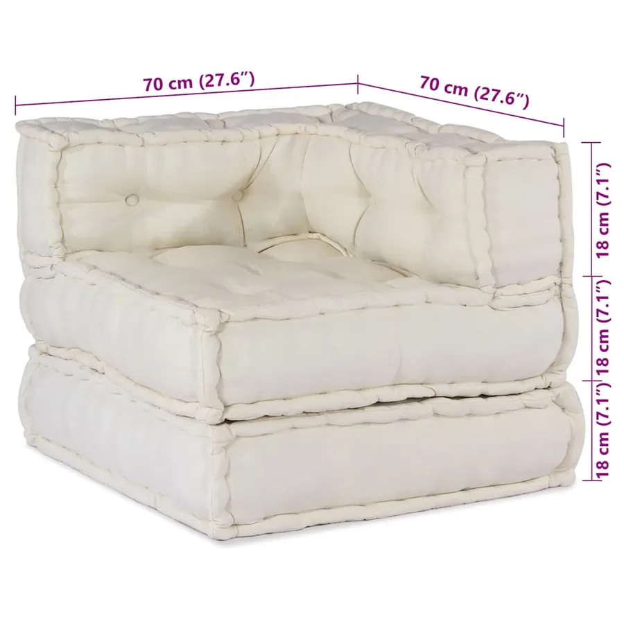 Canapé modulaire crème 70x70x54 tissu - 15