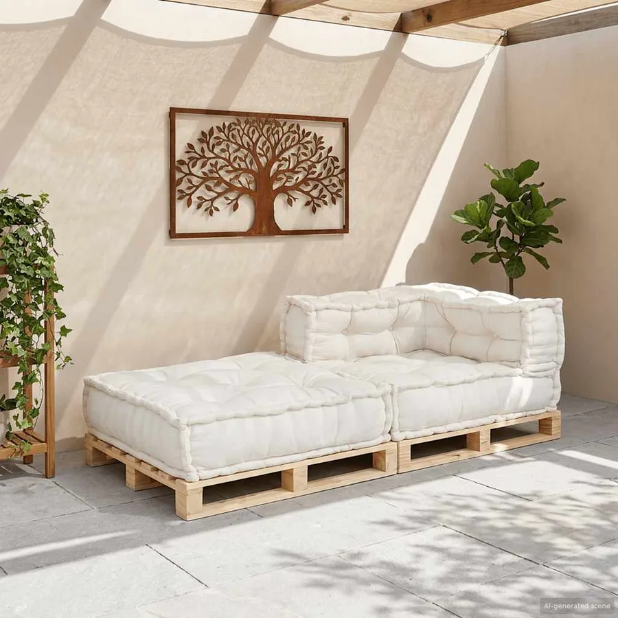 Canapé modulaire crème 70x70x54 tissu - 3