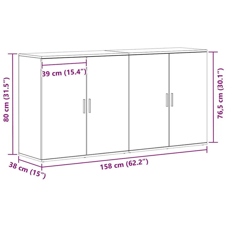 Buffet 2 pcs Chêne artisanal 79 x 38 x 80 cm Bois d'ingénierie - 14