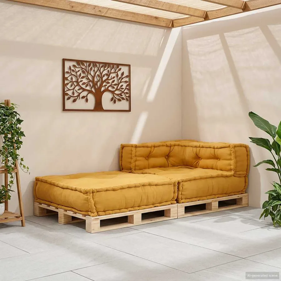 Canapé modulaire jaune 70x70x54 tissu - 3
