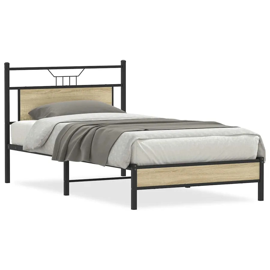 Cadre de lit sans matelas chêne sonoma 107x203 cm - 2